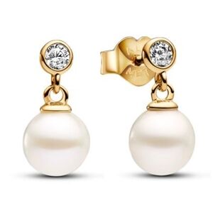 Pandora Gold and White Pearl Stud Earrings (New)